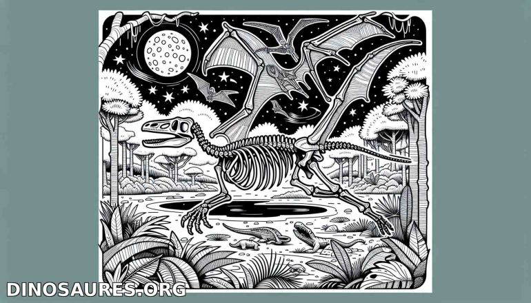 Coloriage de dinosaure squelettique