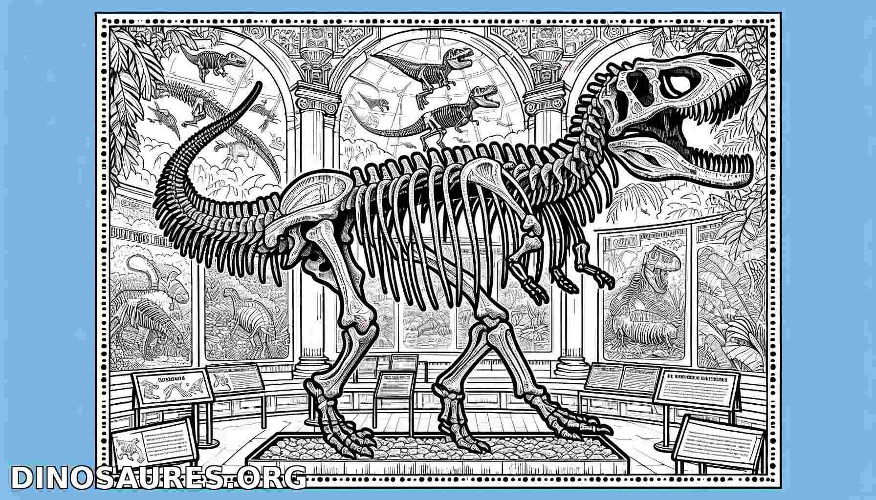 Coloriage de squelette de dinosaure