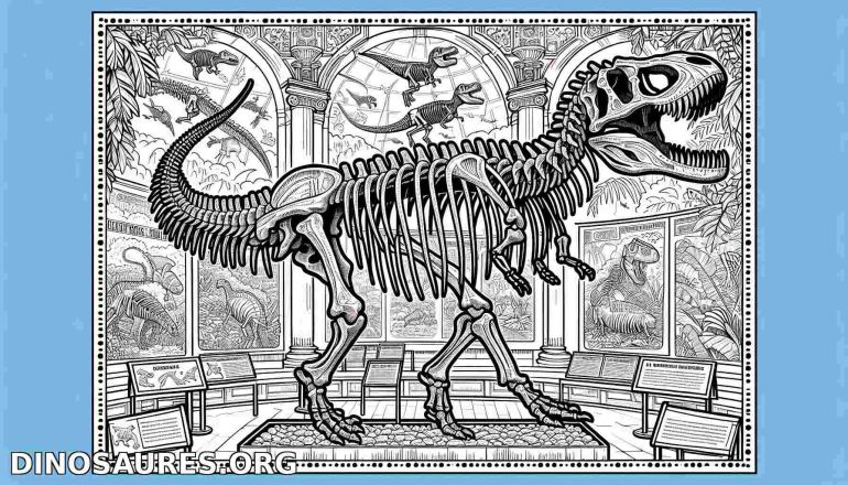 Coloriage de squelette de dinosaure