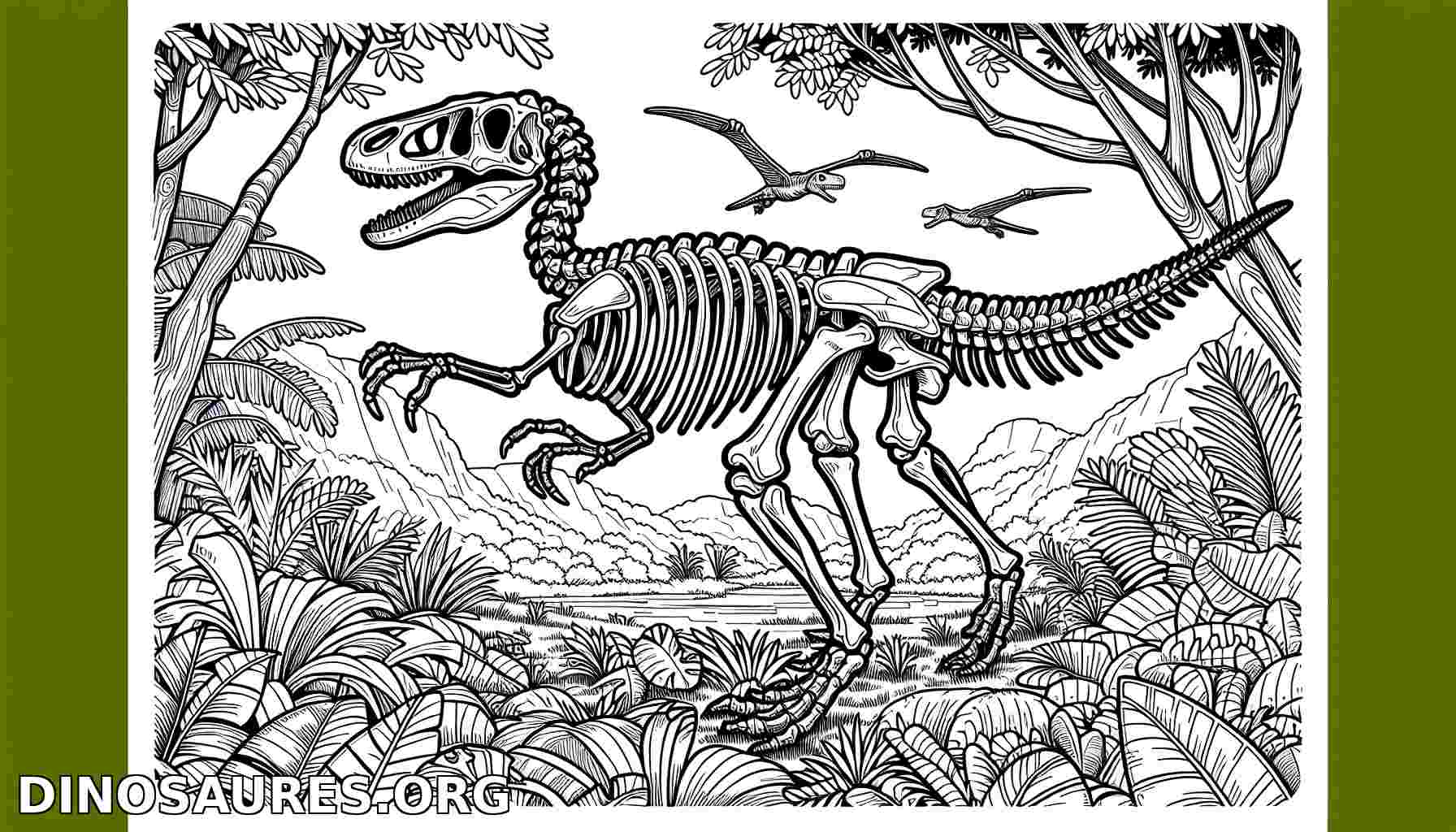 Squelette de dinosaure en milieu naturel