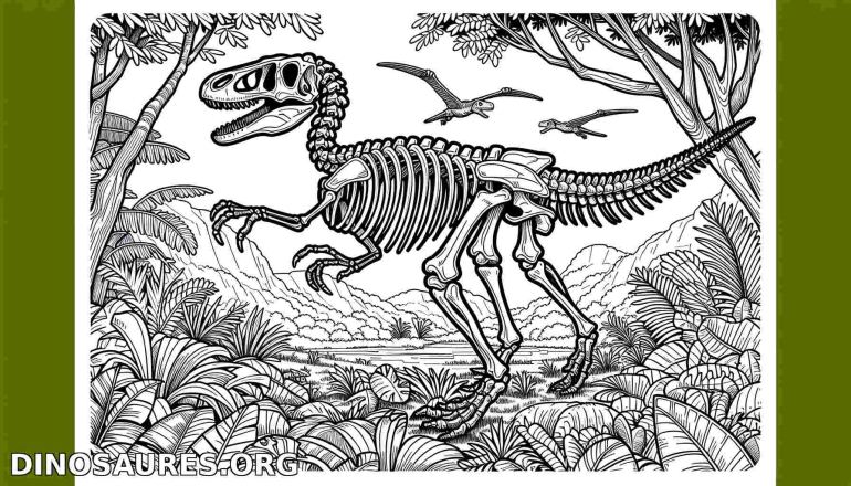 Squelette de dinosaure en milieu naturel