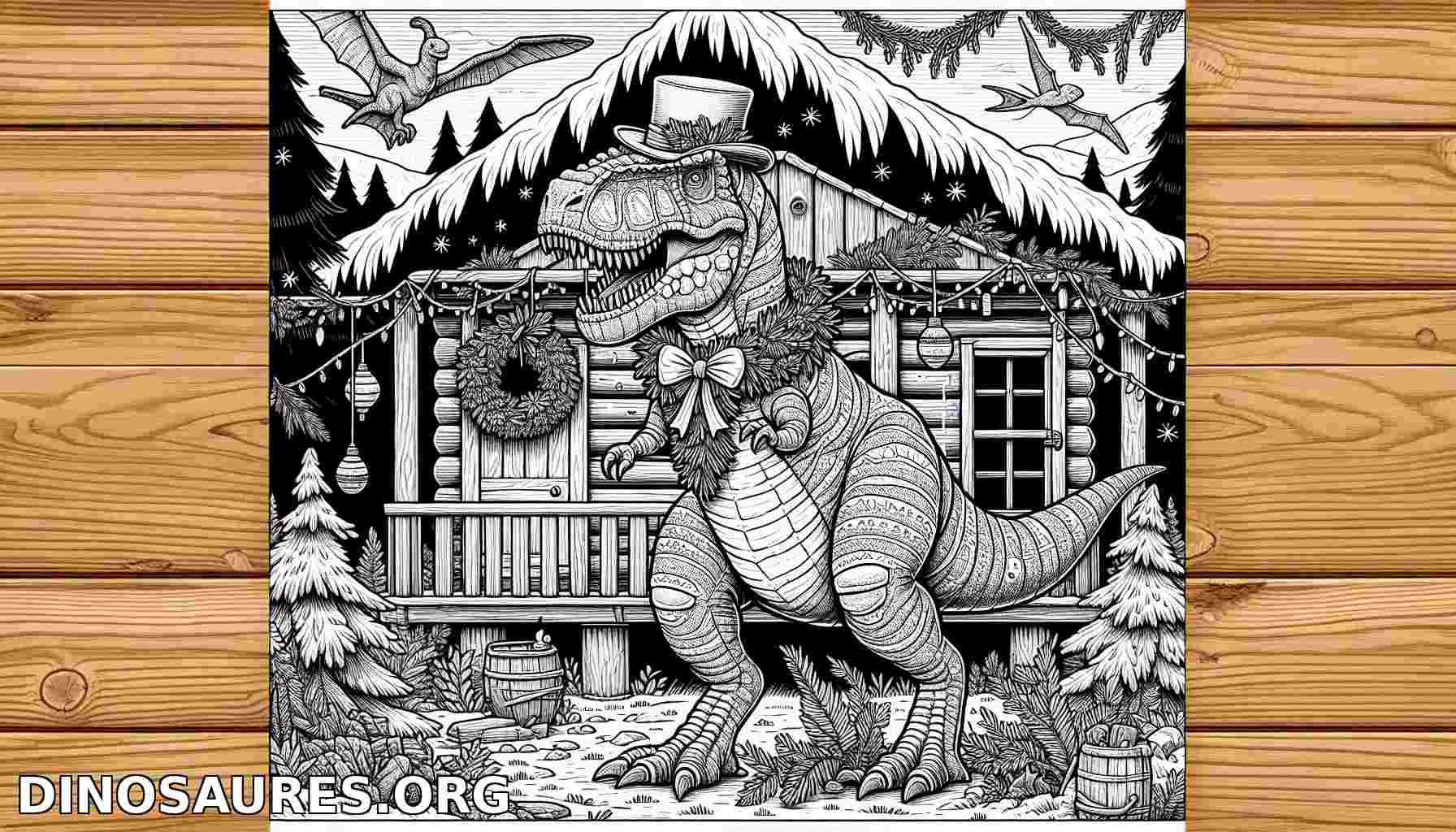 Coloriage de dinosaure festif