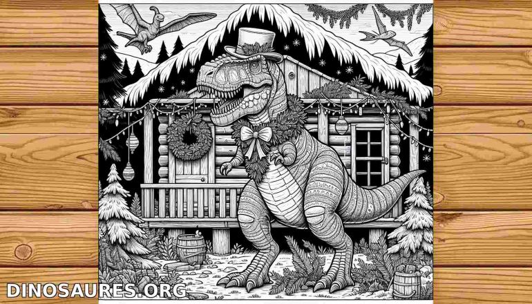 Coloriage de dinosaure festif