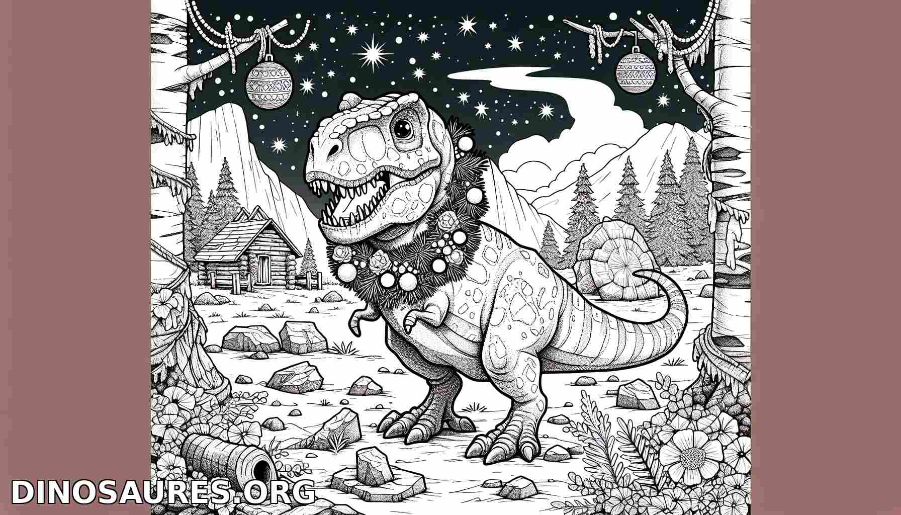 Coloriage de dinosaure festif