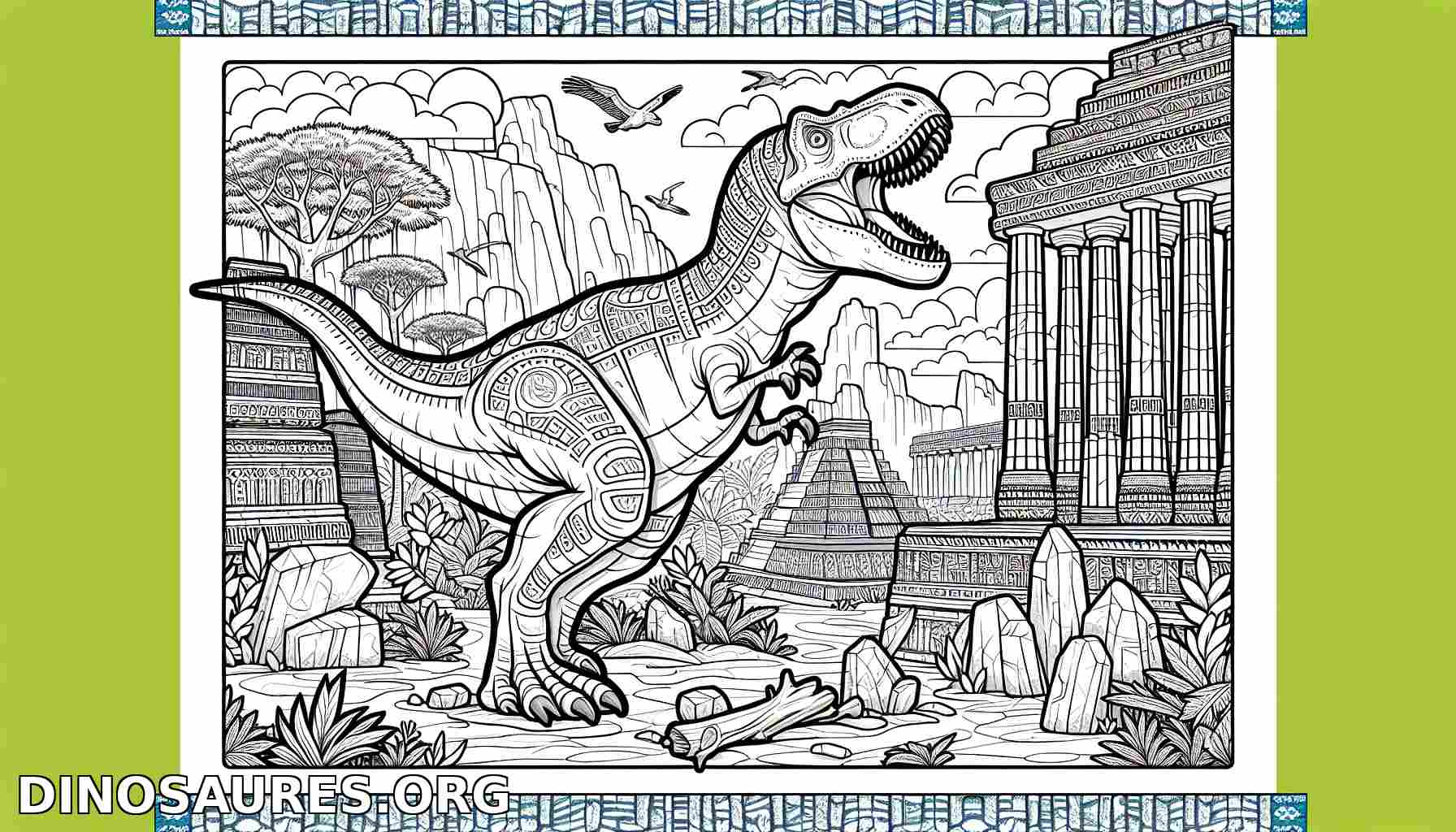 Coloriage de dinosaure spectaculaire