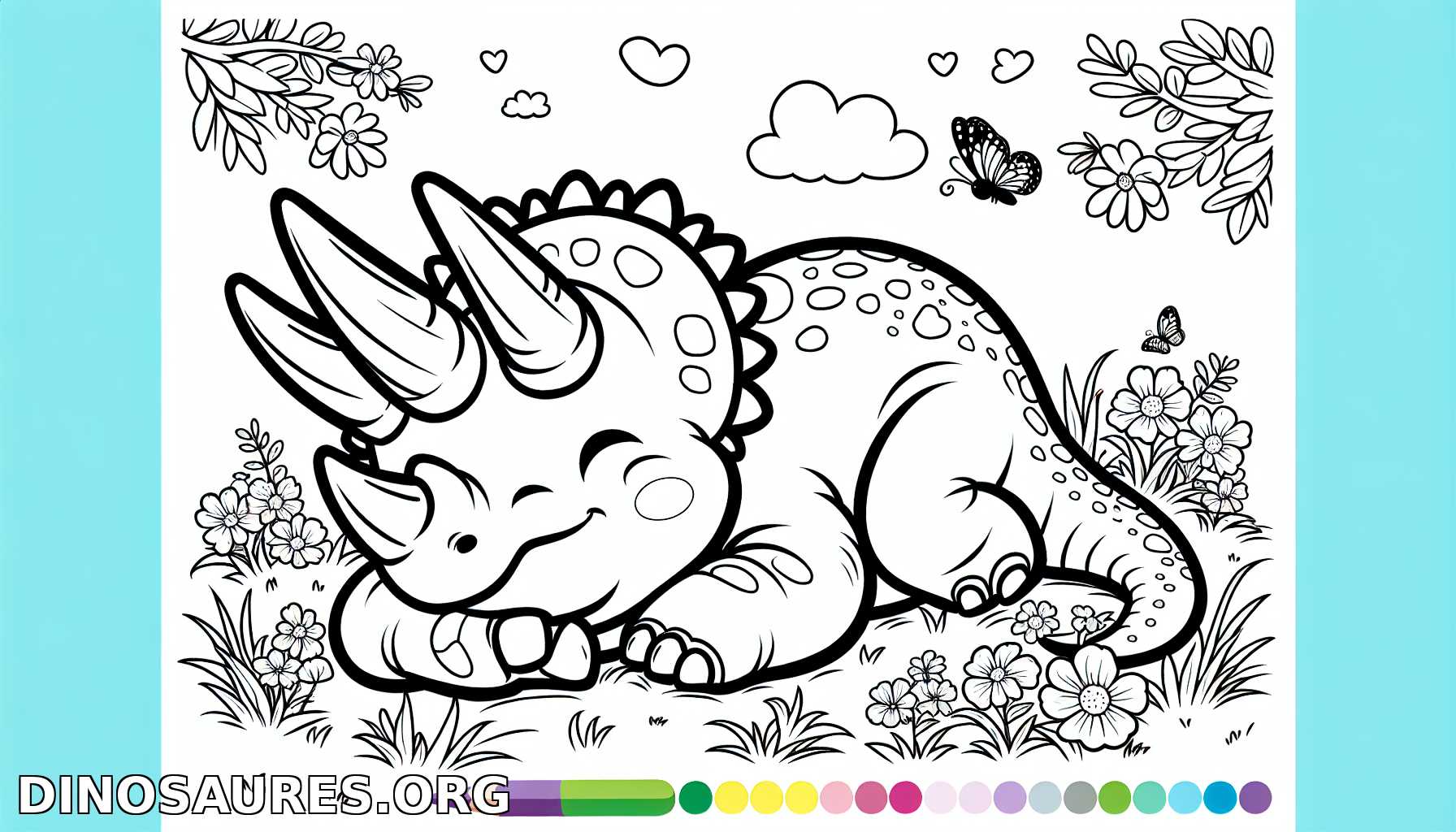Coloriage de dinosaure mignon