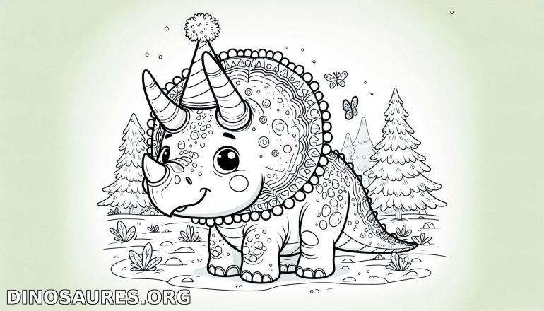 Coloriage de dinosaure mignon