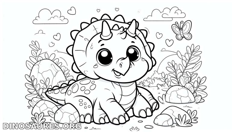 Coloriage de dinosaure mignon