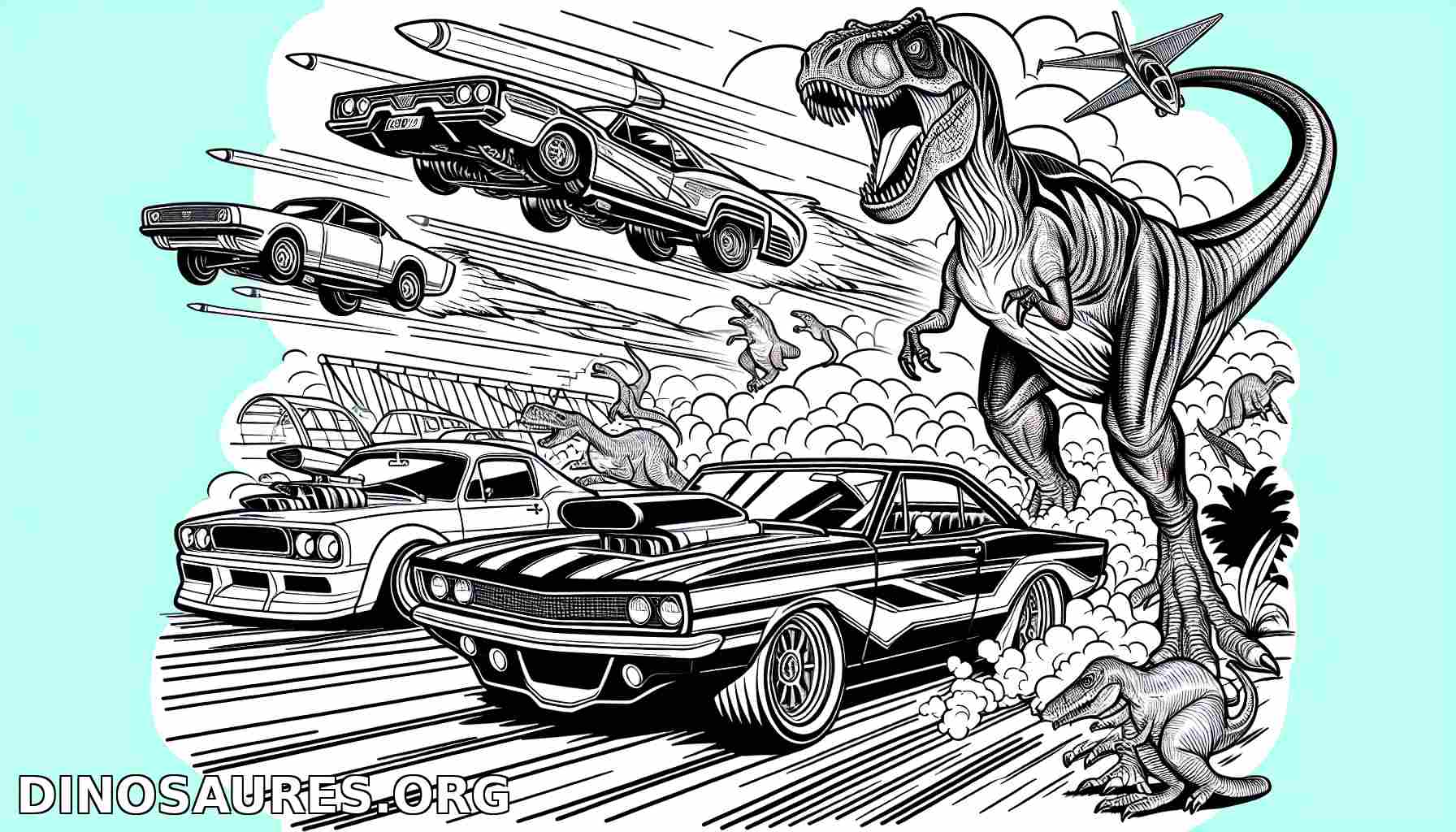 Colorez des dinosaures et des voitures de course !