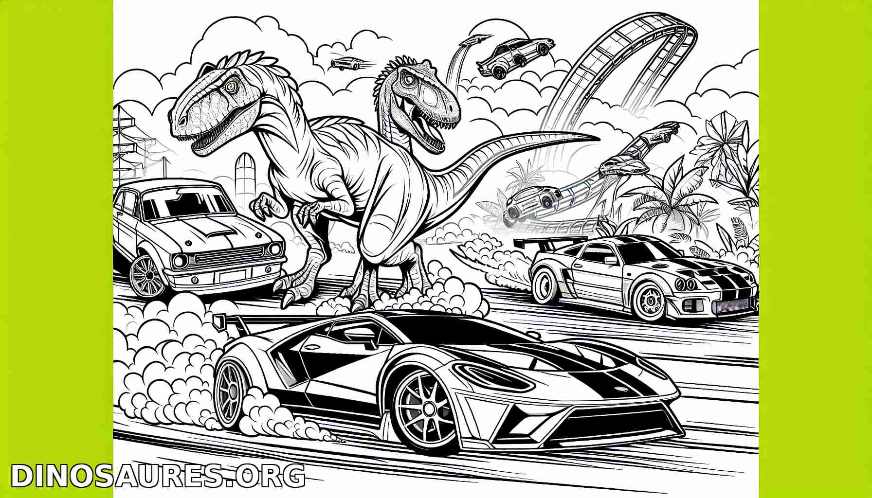 Coloriage de dinosaure en pleine course