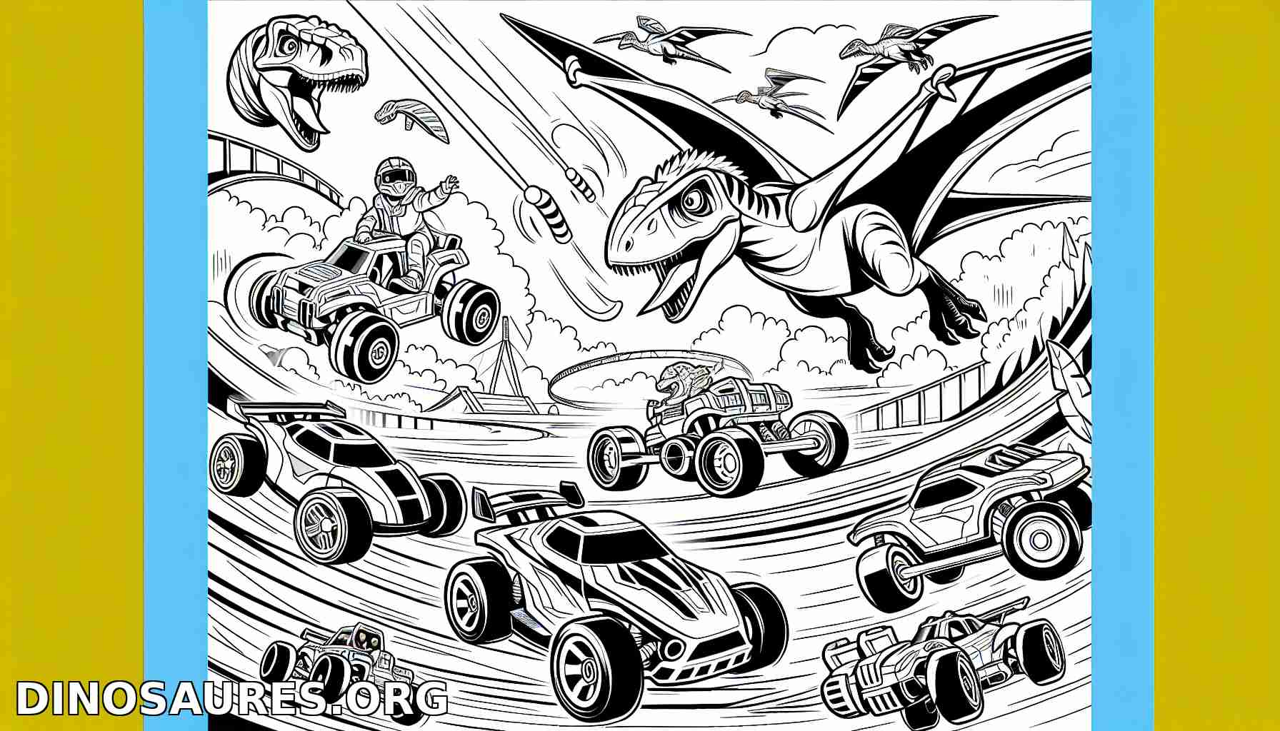 Course de dinosaures en voiture