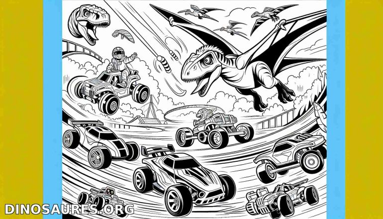 Course de dinosaures en voiture