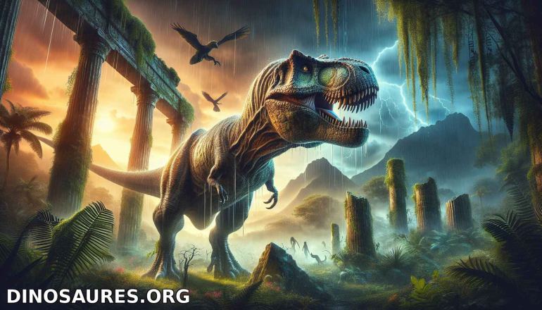Dino majestueux sous une tempête