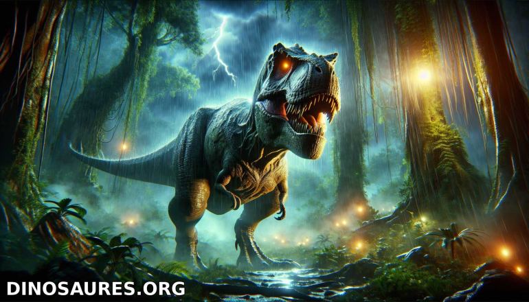 Dinosaur dans une forêt mystérieuse