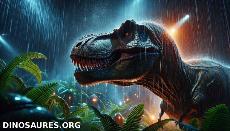 Dinosaur en pleine tempête