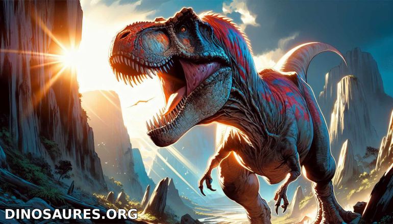 Dinosaure majestueux sous un soleil éclatant