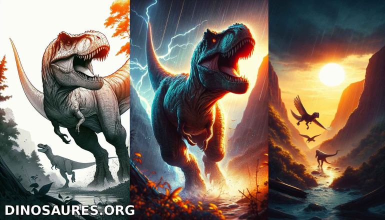 Scènes dynamiques de dinosaures