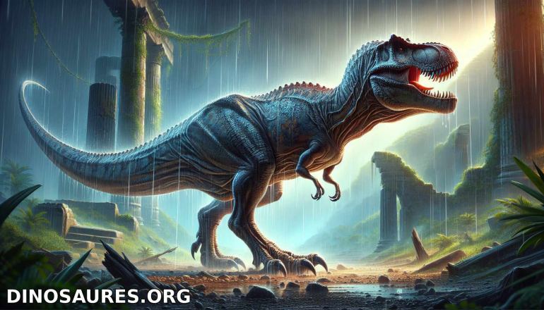 Tyrannosaure dans la pluie