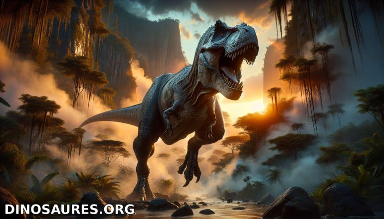 Tyrannosaure dans un paysage préhistorique