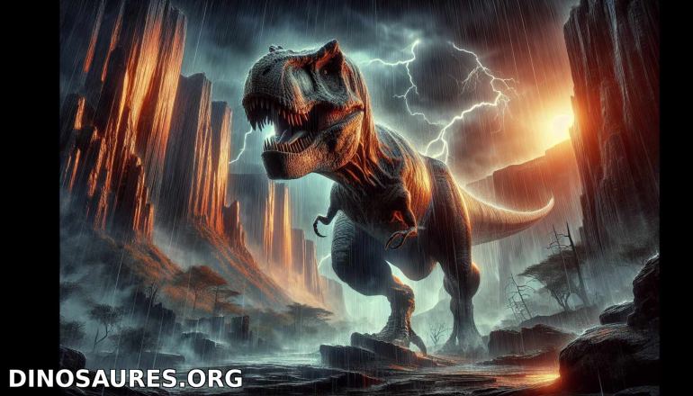 Tyrannosaure sous la tempête