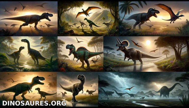 Dinosaures majestueux en pleine nature