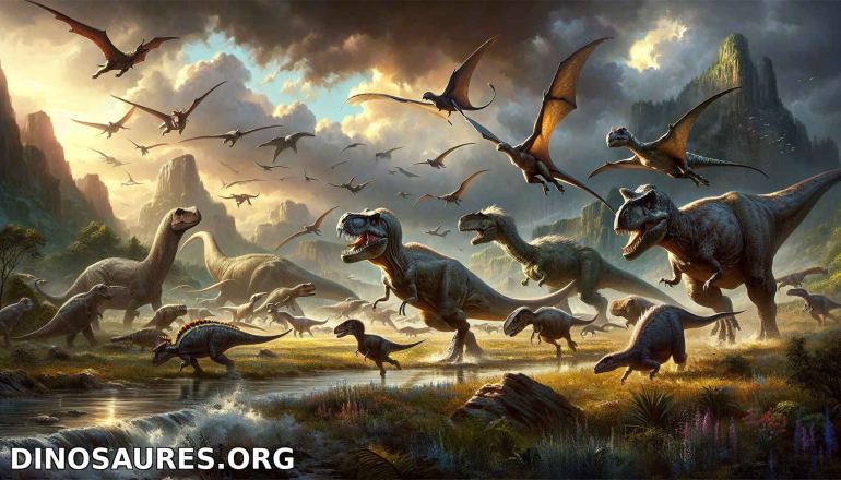 Scène de dinosaures préhistoriques