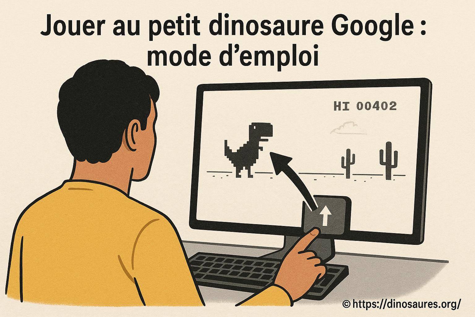 Jouer au petit dinosaure Google : mode d'emploi complet