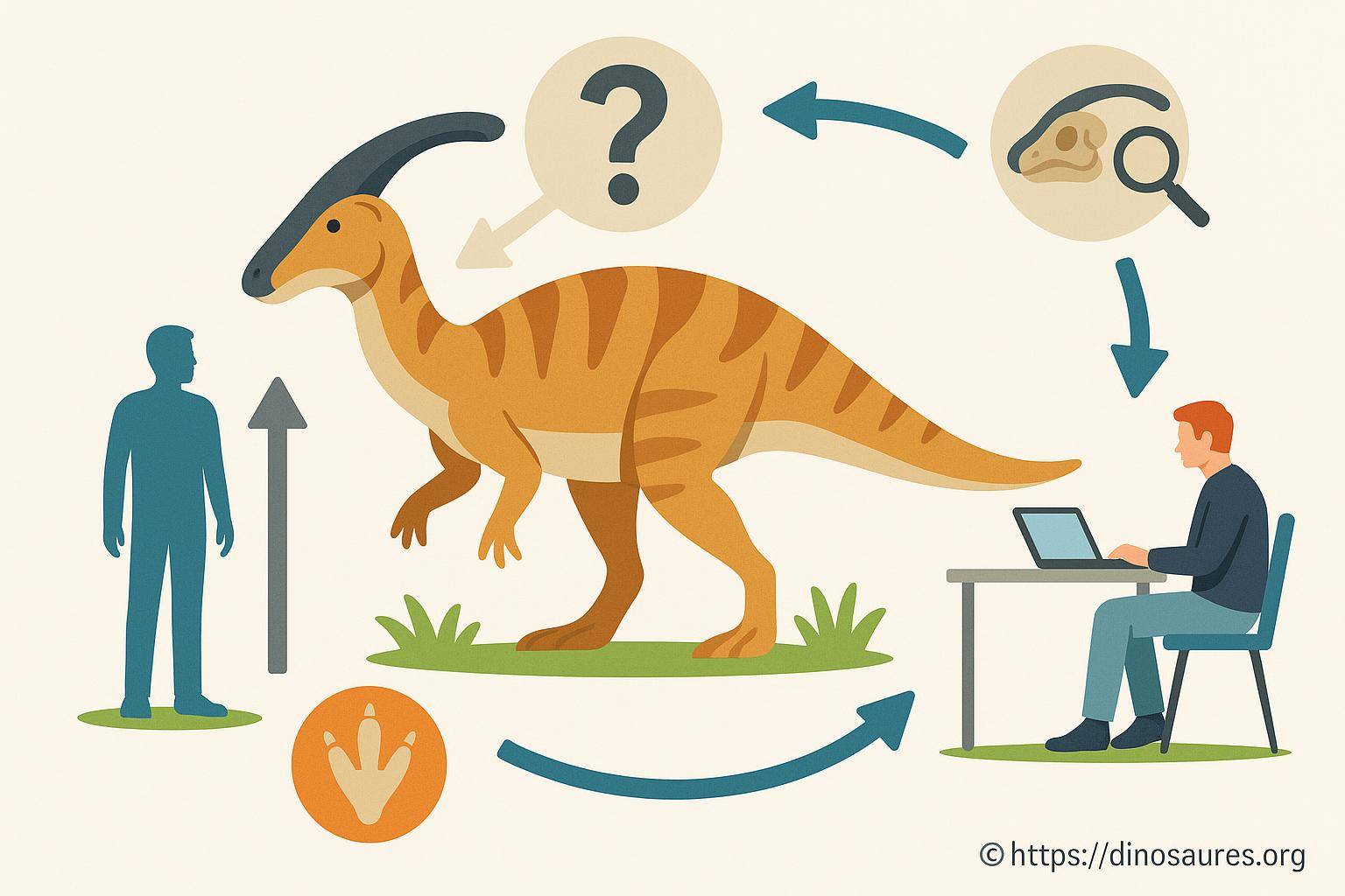 Illustration étude dinosaure Parasaurolophus