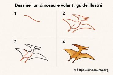 Dessiner un dinosaure volant : guide illustré étape par étape