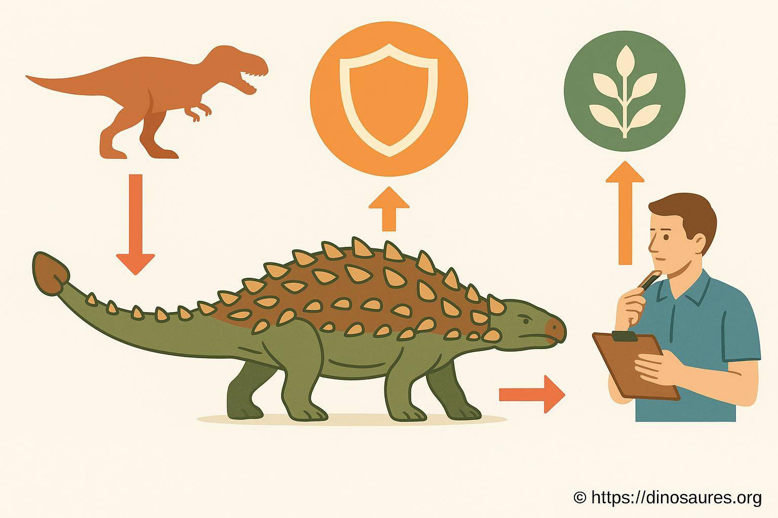 Illustration évolutive du dinosaure ankylosaure