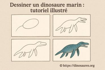 Dessiner un dinosaure marin : tutoriel illustré pas à pas