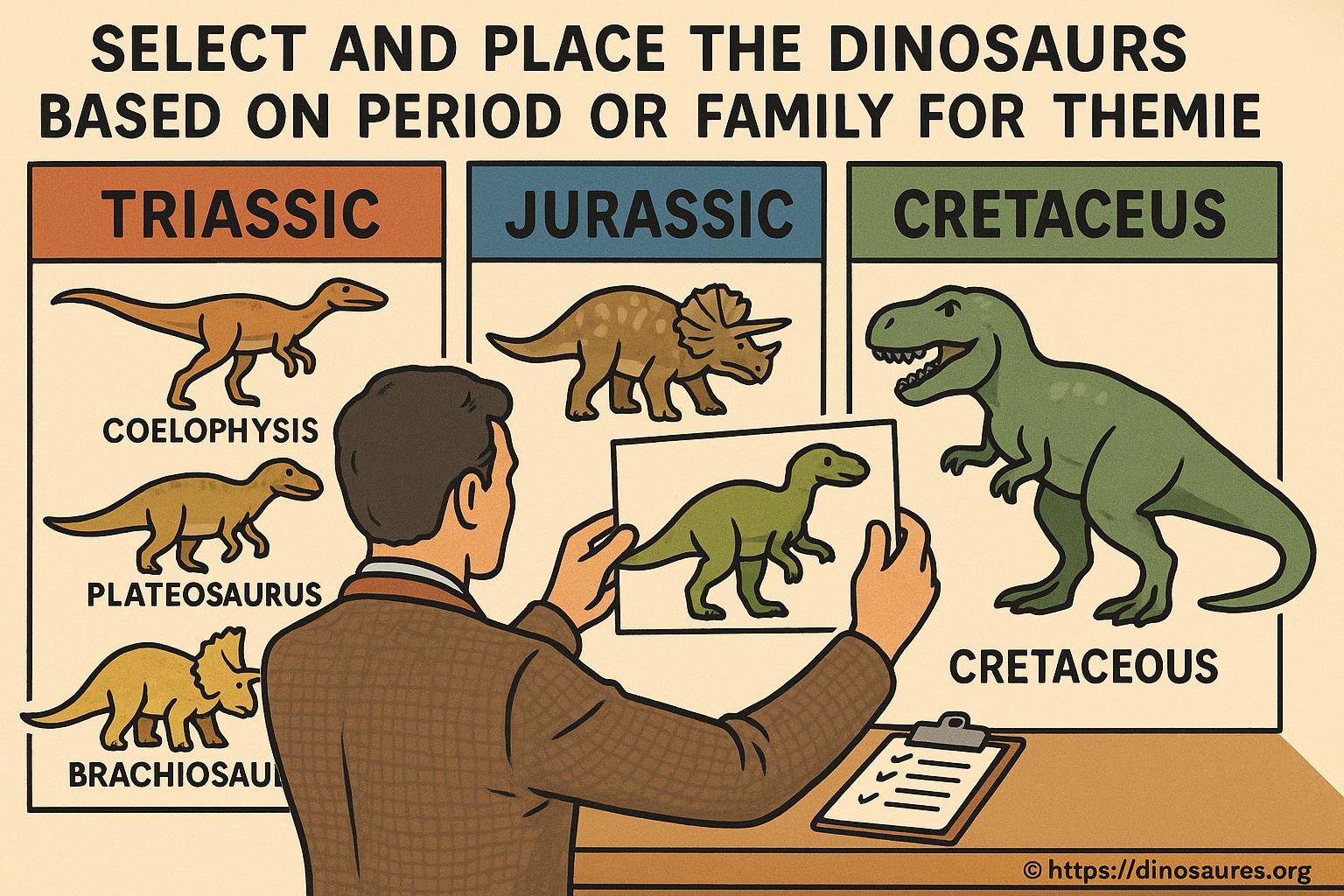 Comment sélectionner et placer les dinosaures selon leur période ou famille pour votre exposition