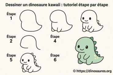 Dessiner un dinosaure kawaii : tutoriel étape par étape facile