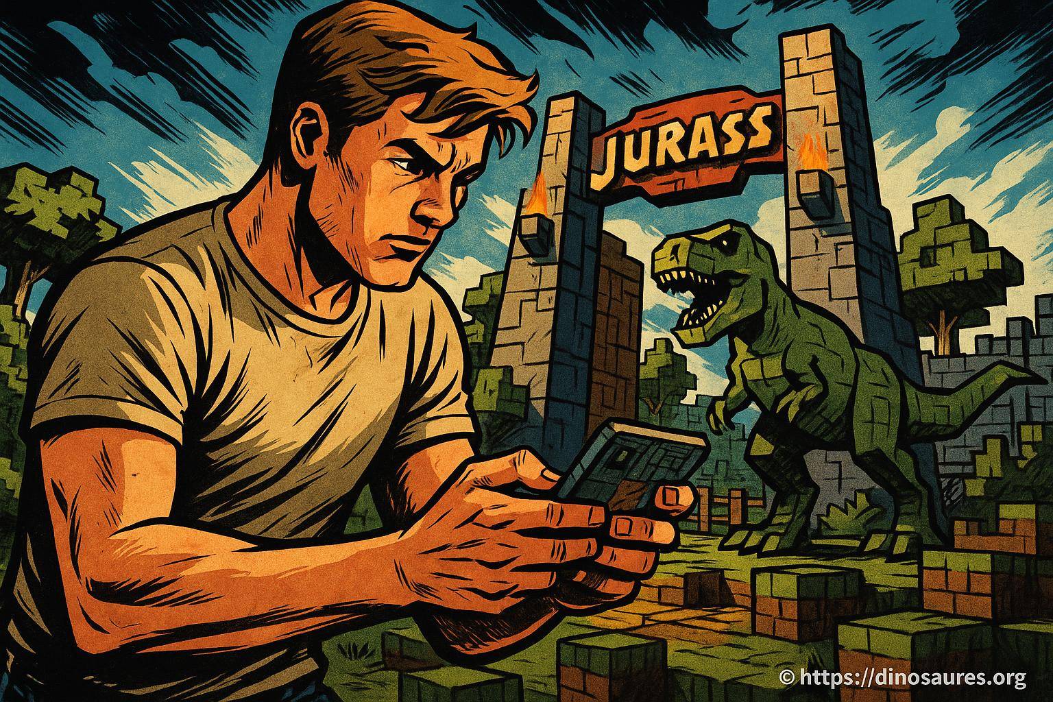 Homme jouant jeu vidéo dinosaure jurassique