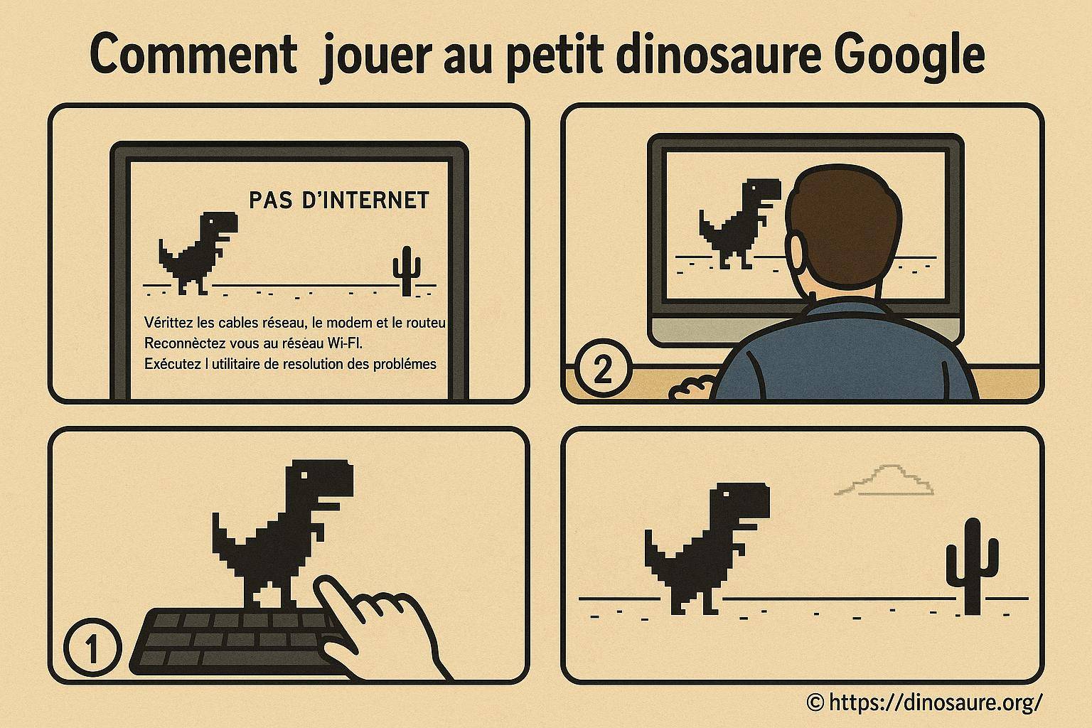 Comment jouer au petit dinosaure Google facilement