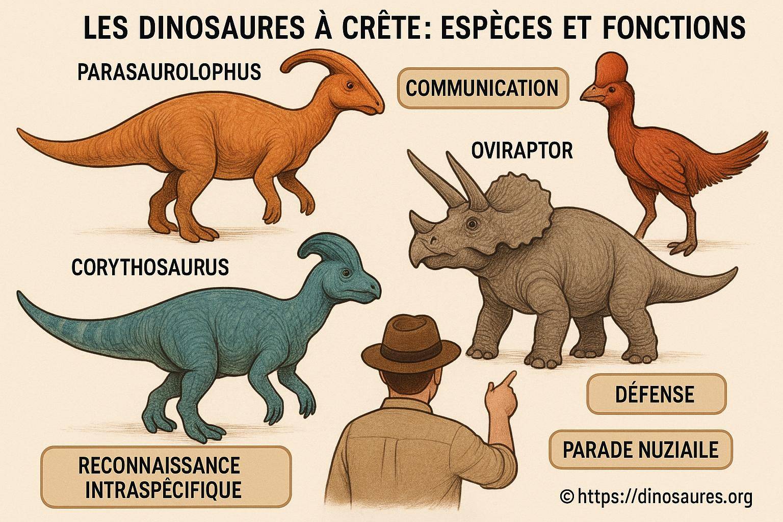 Les dinosaures à crête : quelles espèces et quelles fonctions ?