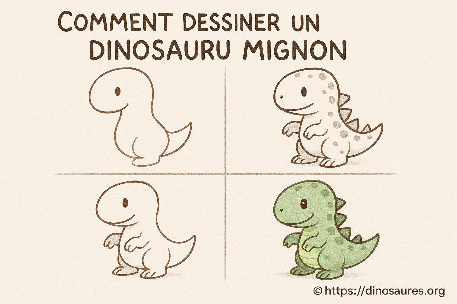 Comment dessiner un dinosaure mignon facilement