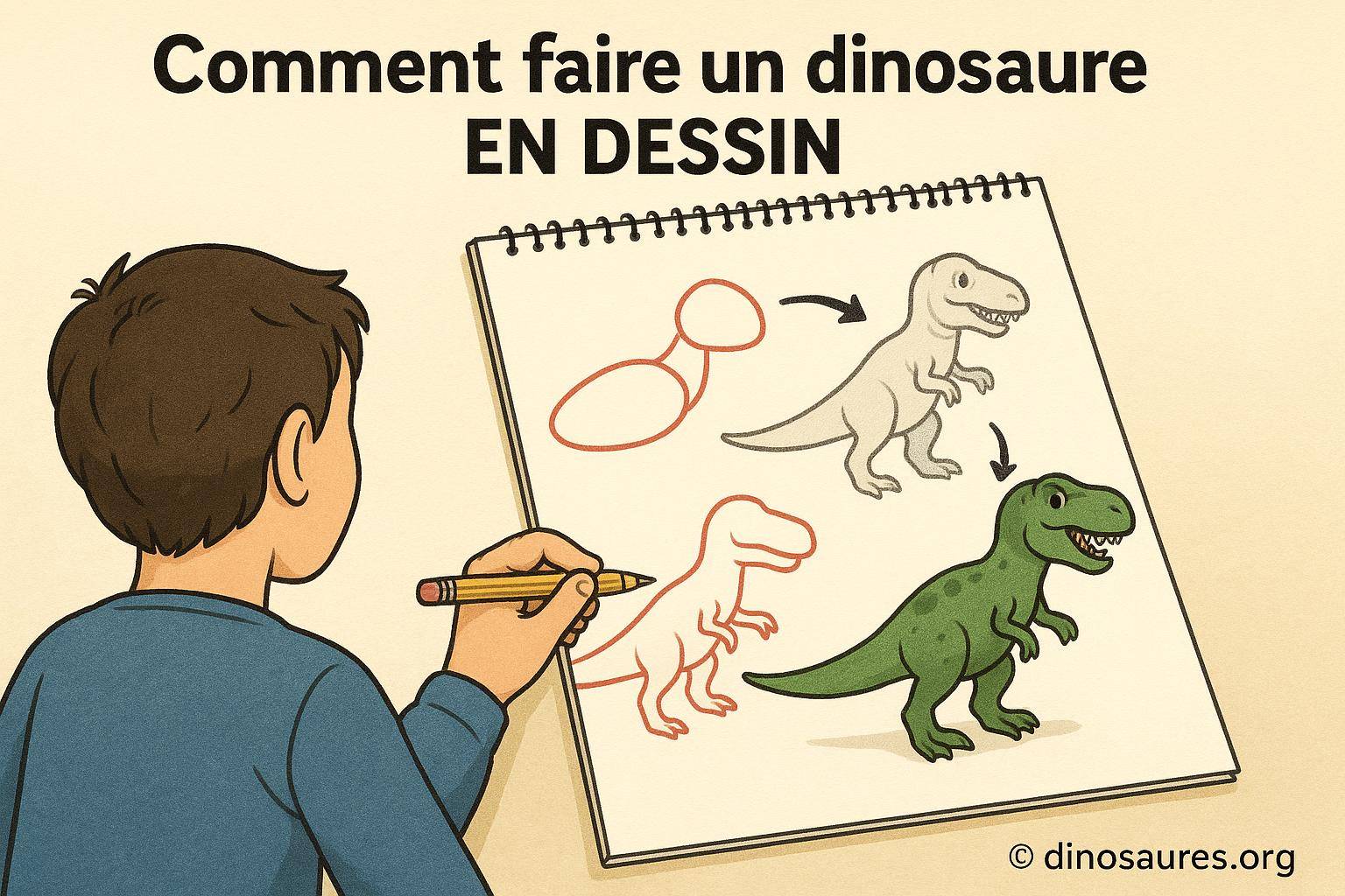 Comment faire un dinosaure en dessin facilement
