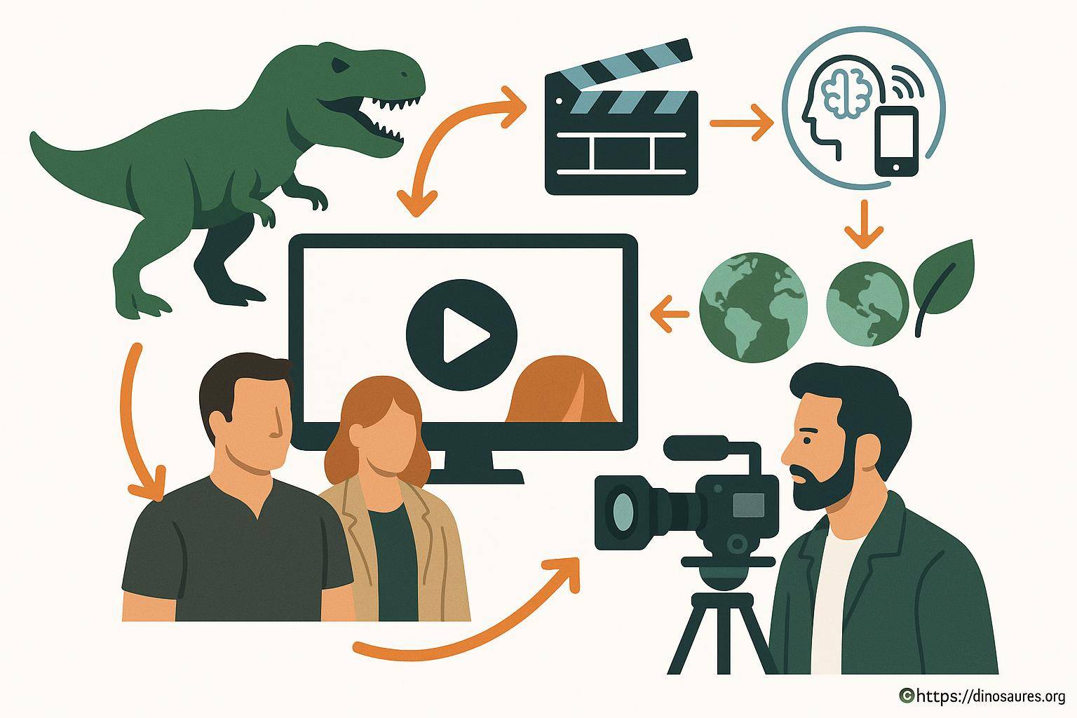Schéma production vidéo documentaire dinosaures
