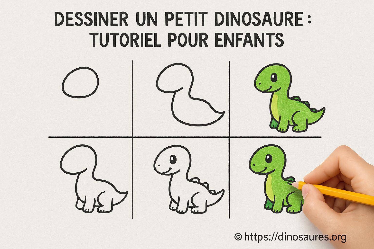 Dessiner un petit dinosaure : tutoriel simple pour enfants