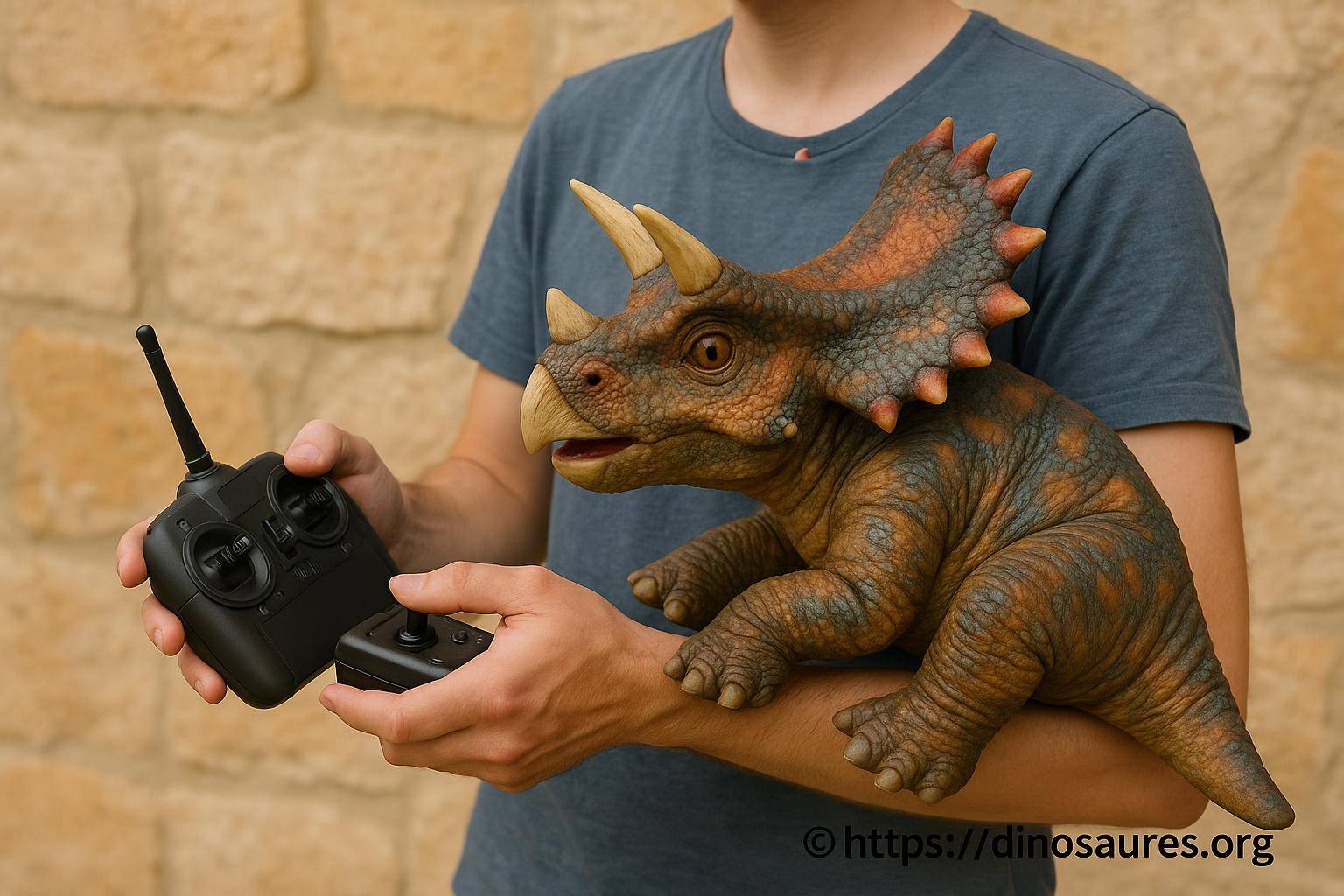 Remote control et robot bébé triceratops animatronique portable