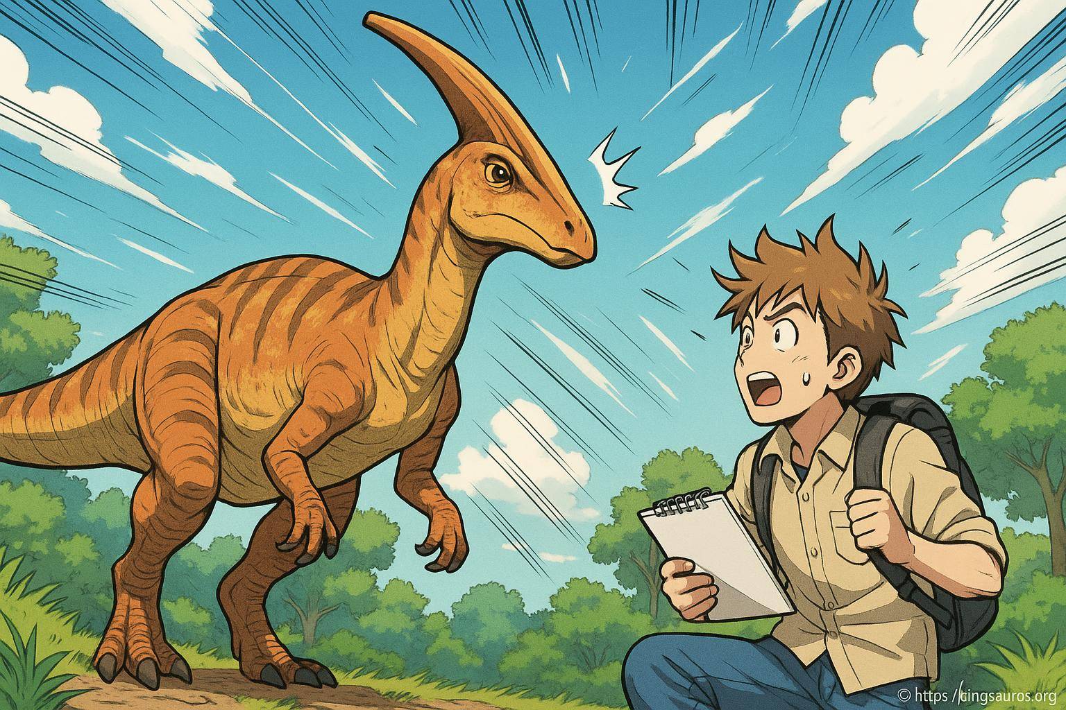 Jeune paléontologue surpris par dinosaure