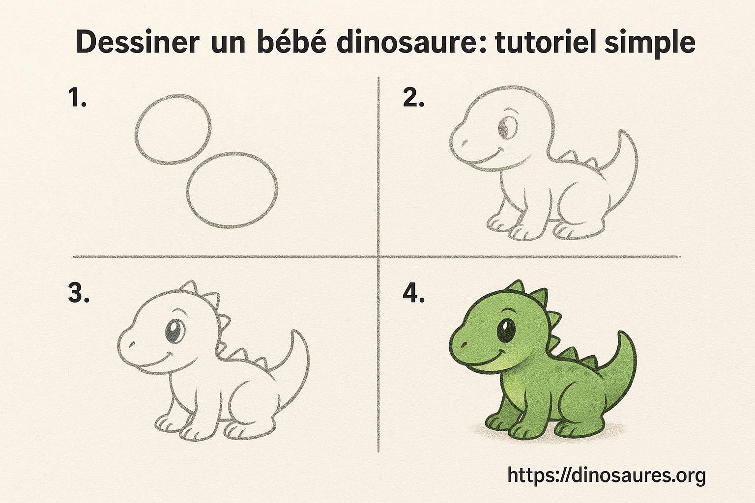Dessiner un bébé dinosaure : tutoriel simple pour débutants