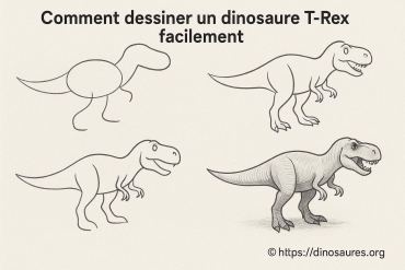 Comment dessiner un dinosaure t-rex facilement étape par étape