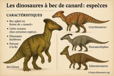 Les dinosaures à bec de canard : quelles sont leurs caractéristiques et espèces principales