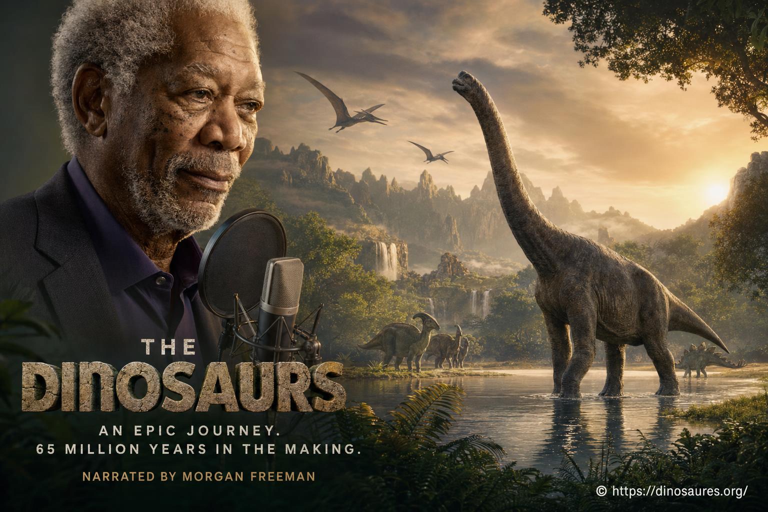 La série the dinosaurs et la narration apaisante de morgan freeman