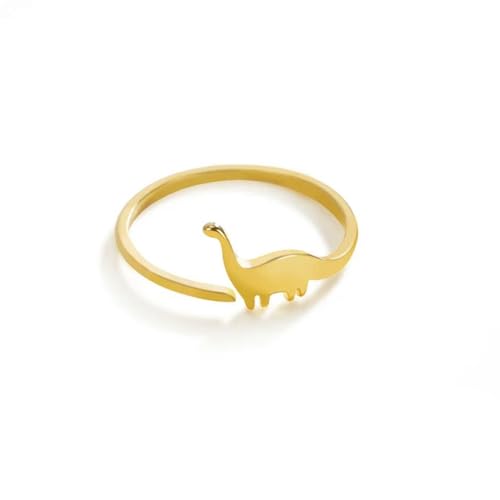Dinosaure Bague En Acier Inoxydable Mignon Brachiosaurus Ouv