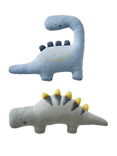 VERTBAUDET Lot de 2 Coussins Dinosaures Petit Dino Bleu/Kaki