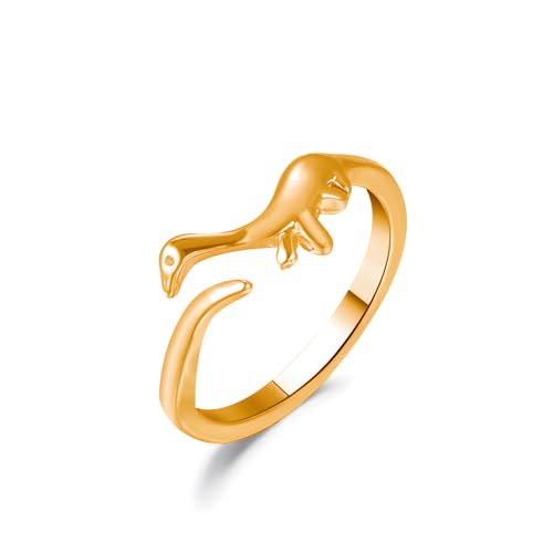 Bague Dinosaure Plaqué Or Réglable