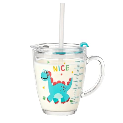 ITODA Tasse pour Enfants 4-6 Ans Tasse à Lait avec Paille Si
